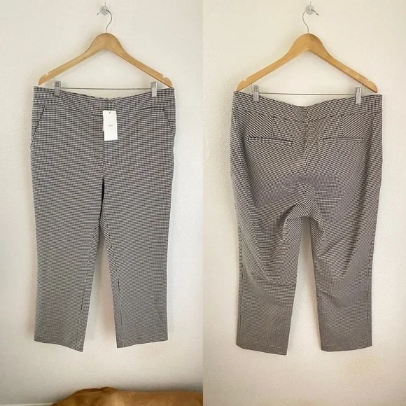A.L.C. James Pants Houndstooth Cotton Blend Black Cream Size 18 NWT